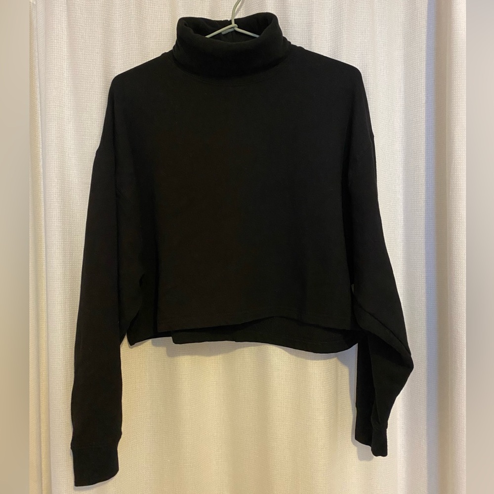 Shop Stevie Black Turtleneck Crop Sweater